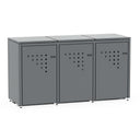 Mülltonnenbox BINBOX für 3 Mülltonnen in Anthrazitgrau (RAL 7016), Stahl farbbeschichtet, abschließbar mit 3 Flügeltüren – Bausatz, Made in Germany