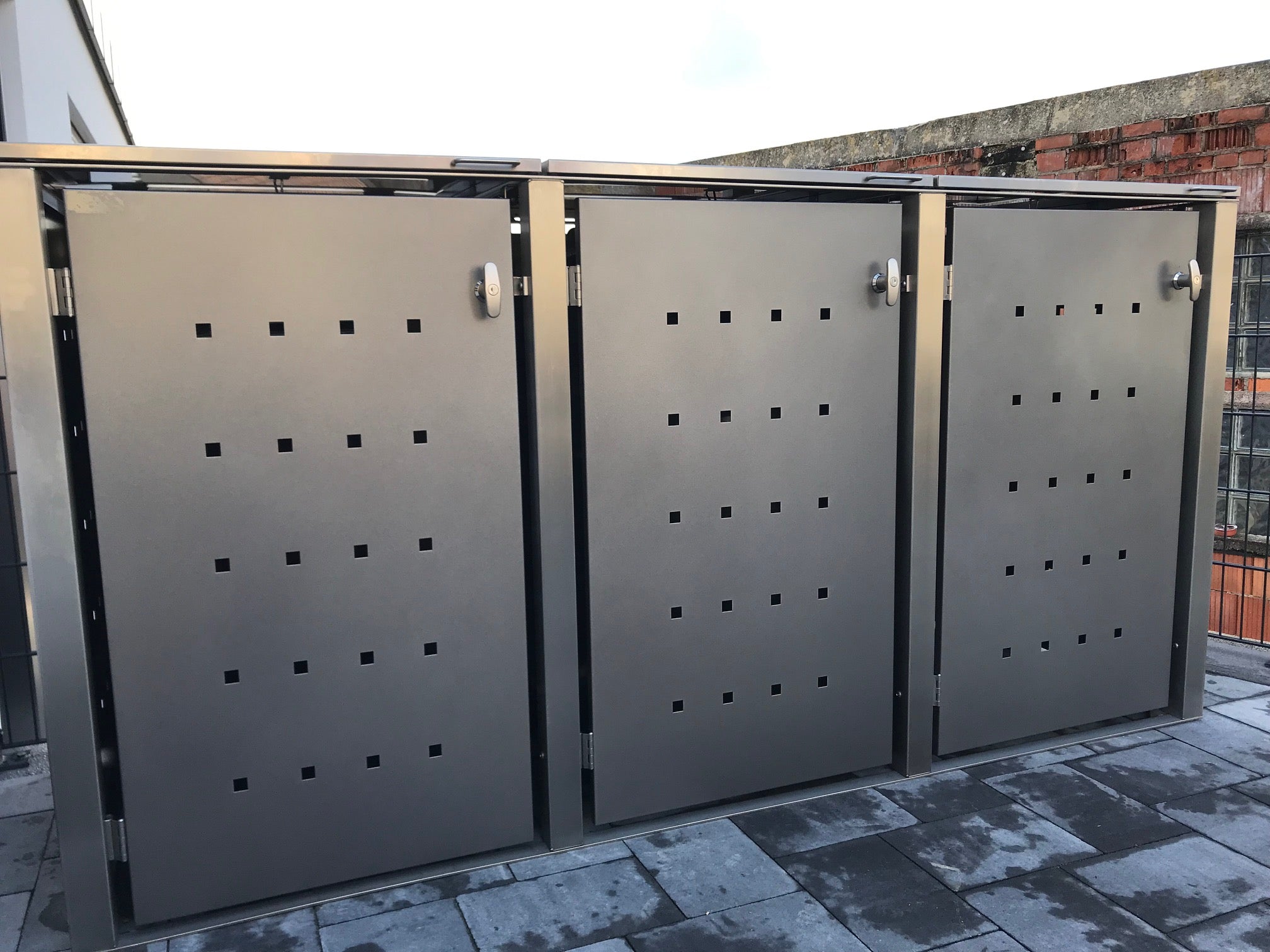 Mülltonnenbox Edelstahl universal 240L 120L er3 Box - Farbe DB703