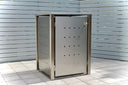 Edelstahl Mülltonnenbox für 120L oder 240L, modern, auf Terrasse mit Sichtschutz