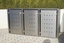 Mülltonnenbox aus Edelstahl für 3 Tonnen, 120l oder 240l, modern, auf gepflastertem Boden