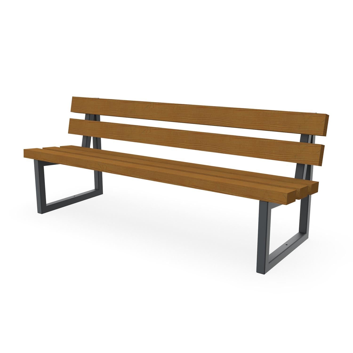 Parkbank Lima mit Fichtenholz 60 x 120 mm und Stahlgestell in RAL 7016 Anthrazitgrau