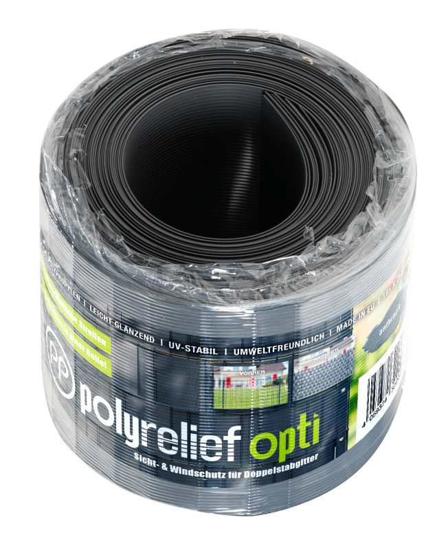 Sichtschutzstreifen polyrelief opti 10er-Set anthrazitgrau, gerollt