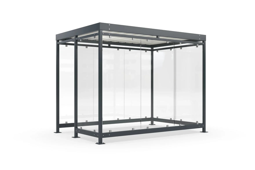 Metall Raucherüberdachung Bausatz mit Glaswänden, modern, freistehend, Outdoor-Unterstand
