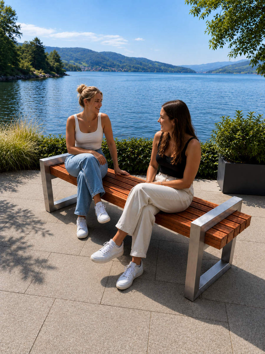 Sitzbank Bavaria ohne Lehne – Bangkirai-Hartholz