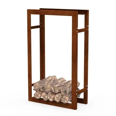 Kaminholzregal und Holzlager aus Cortenstahl, Modell FRAME
