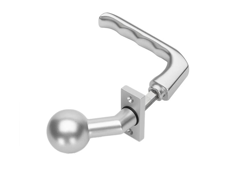 Türdrückergarnitur gekröpft Klinke/Knauf aus Aluminium