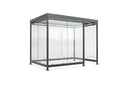 Moderne Überdachung aus Metall und Glas, ideal als Raucherunterstand oder Fahrradunterstand.