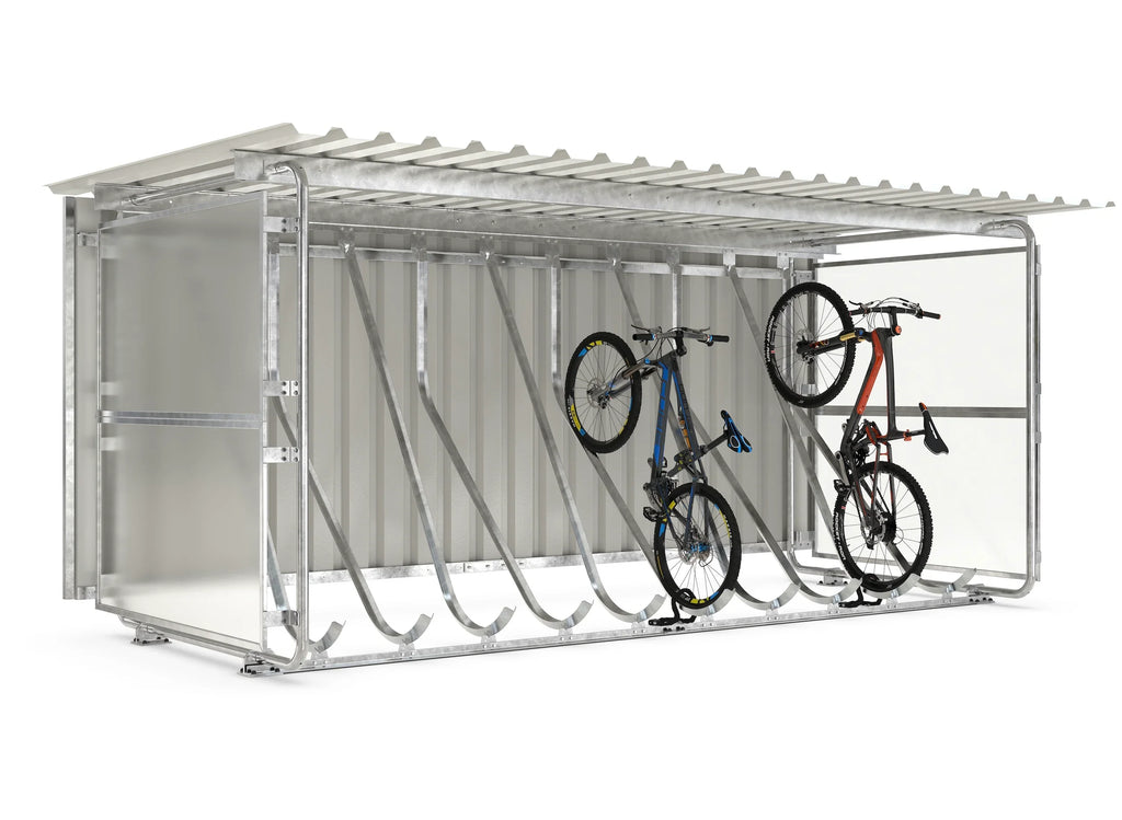 Bike Shelter Amsterdam – Semi-Vertical Racks, Steel