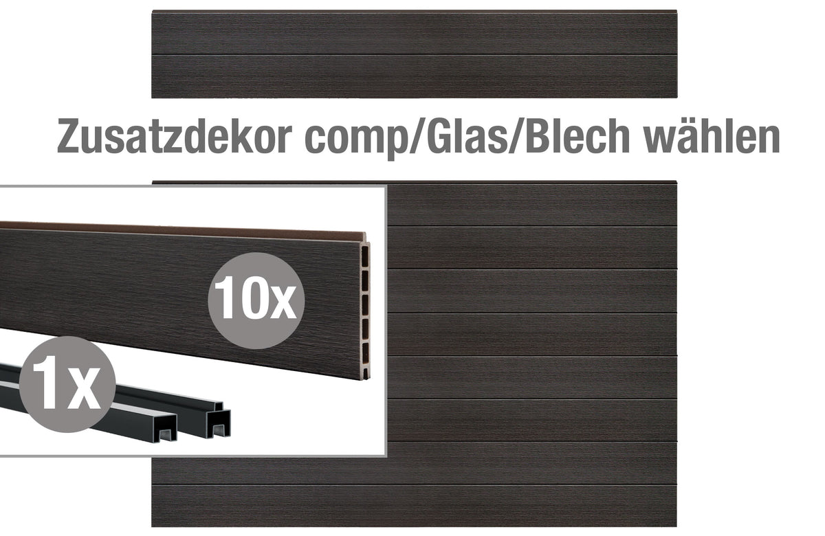 VIDUAL comp-co 140 WPC-Füllung-Set für Zusatzdekore, Anthrazitgrau