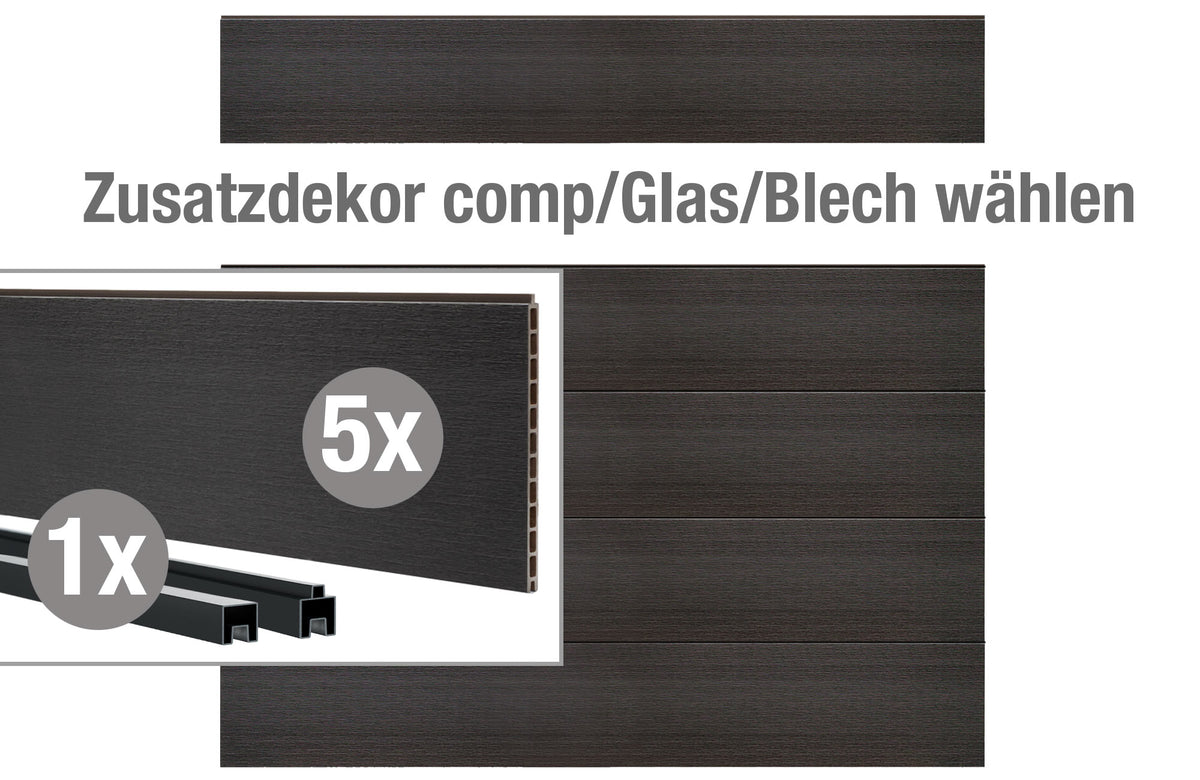VIDUAL comp-co 280 WPC-Füllung-Set für Zusatzdekore, Anthrazitgrau
