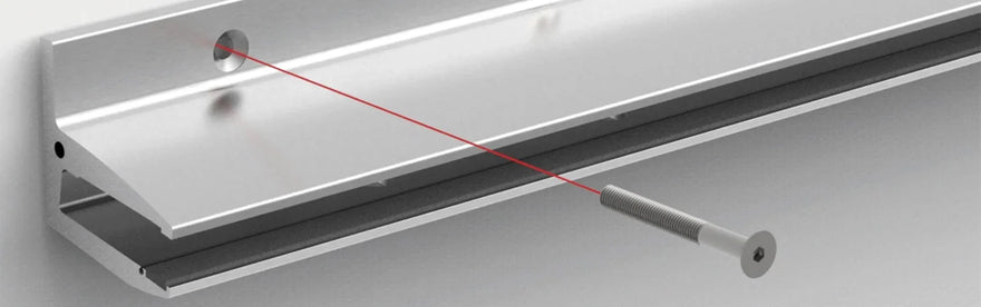 Detailaufnahme Aluminium Vordachprofil mit Montageschraube, Wandbefestigung, modern