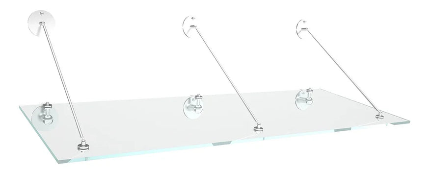 Vordach aus VSG Glas mit Edelstahlhalterungen, modernes Design, Überdachung für Eingangsbereich