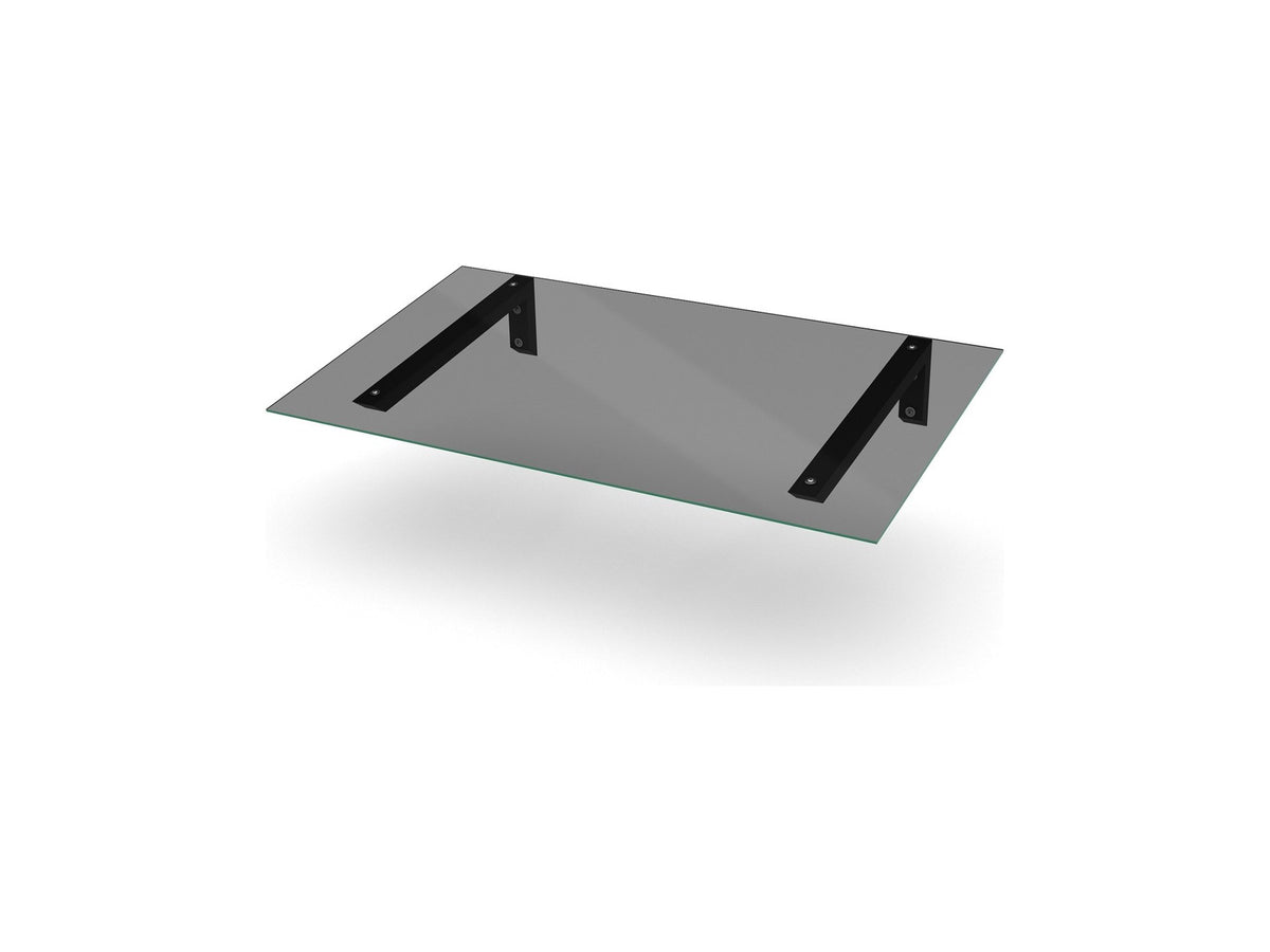 Vordach Erlangen 1500 mm mit schwarzen Konsolen und getöntem Glas, zwei Konsolen #Material Dach_Getöntes Glas