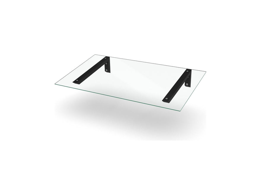 Vordach Erlangen 1500 mm mit schwarzen Konsolen und Klarglas, zwei Konsolen #Material Dach_Klarglas
