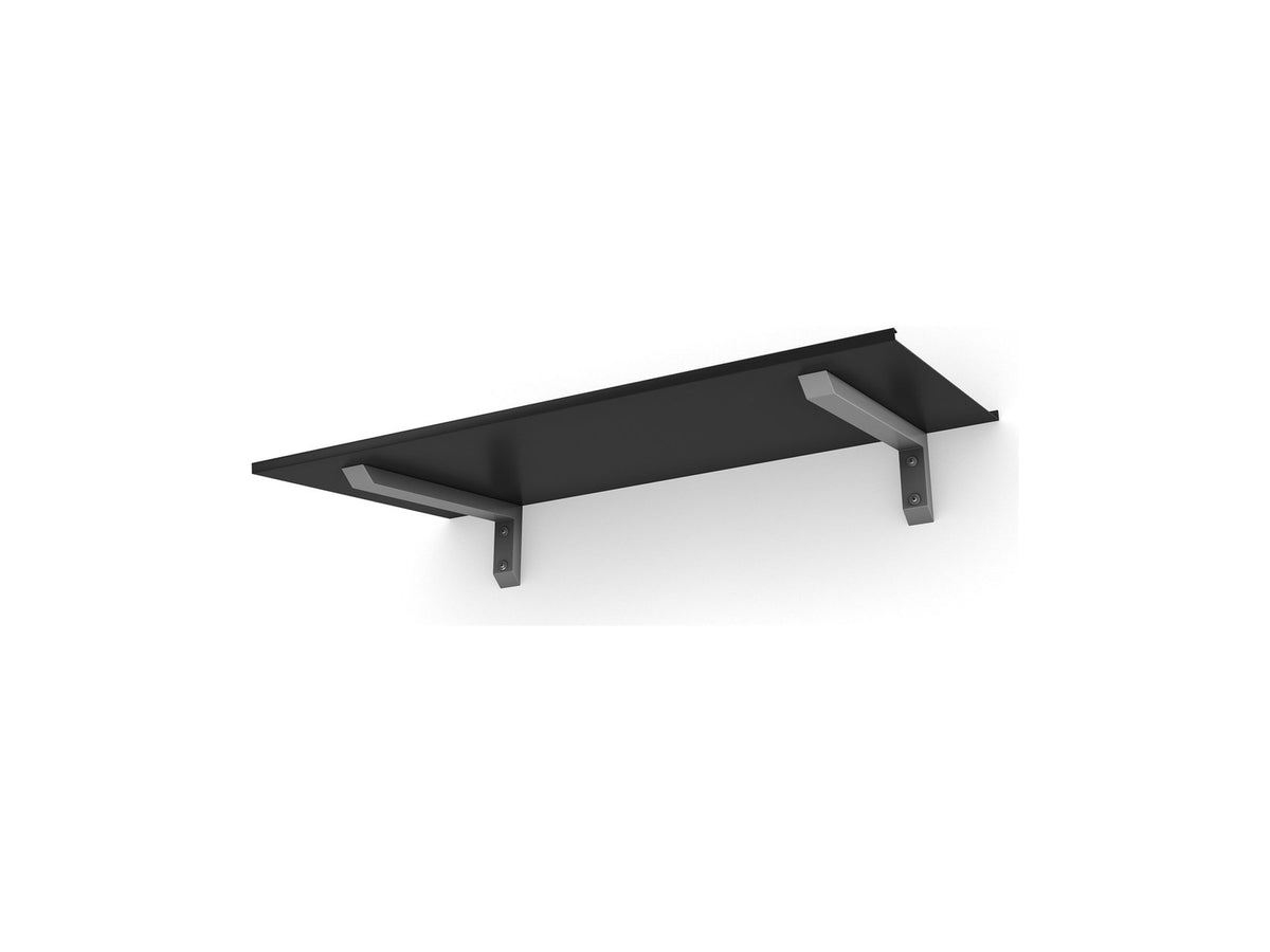 Vordach Erlangen 1500 mm von unten, schwarzes Aluminiumdach mit silbernen Konsolen #Material Dach_Aluminium Schwarz
