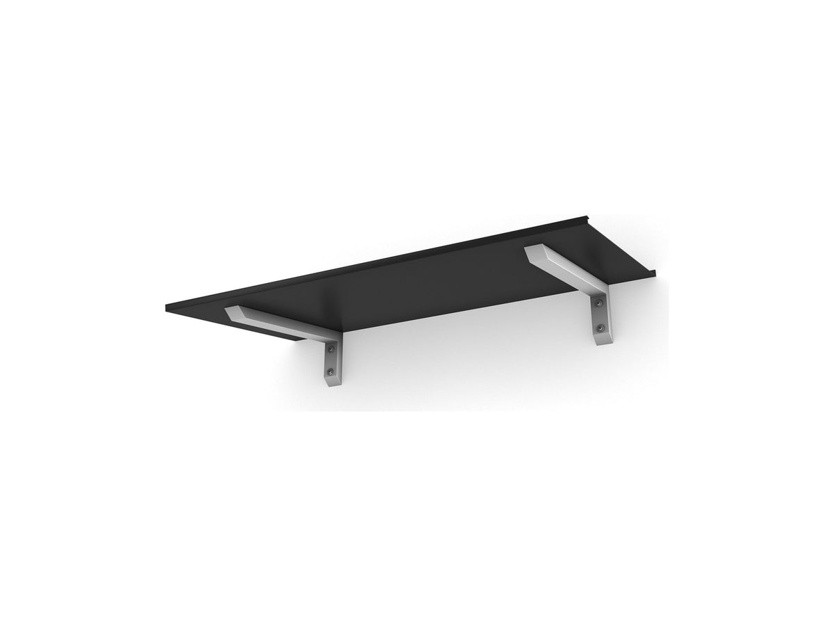 Vordach Erlangen 1500 mm von unten, schwarzes Aluminiumdach mit weißen Konsolen #Material Dach_Aluminium Schwarz