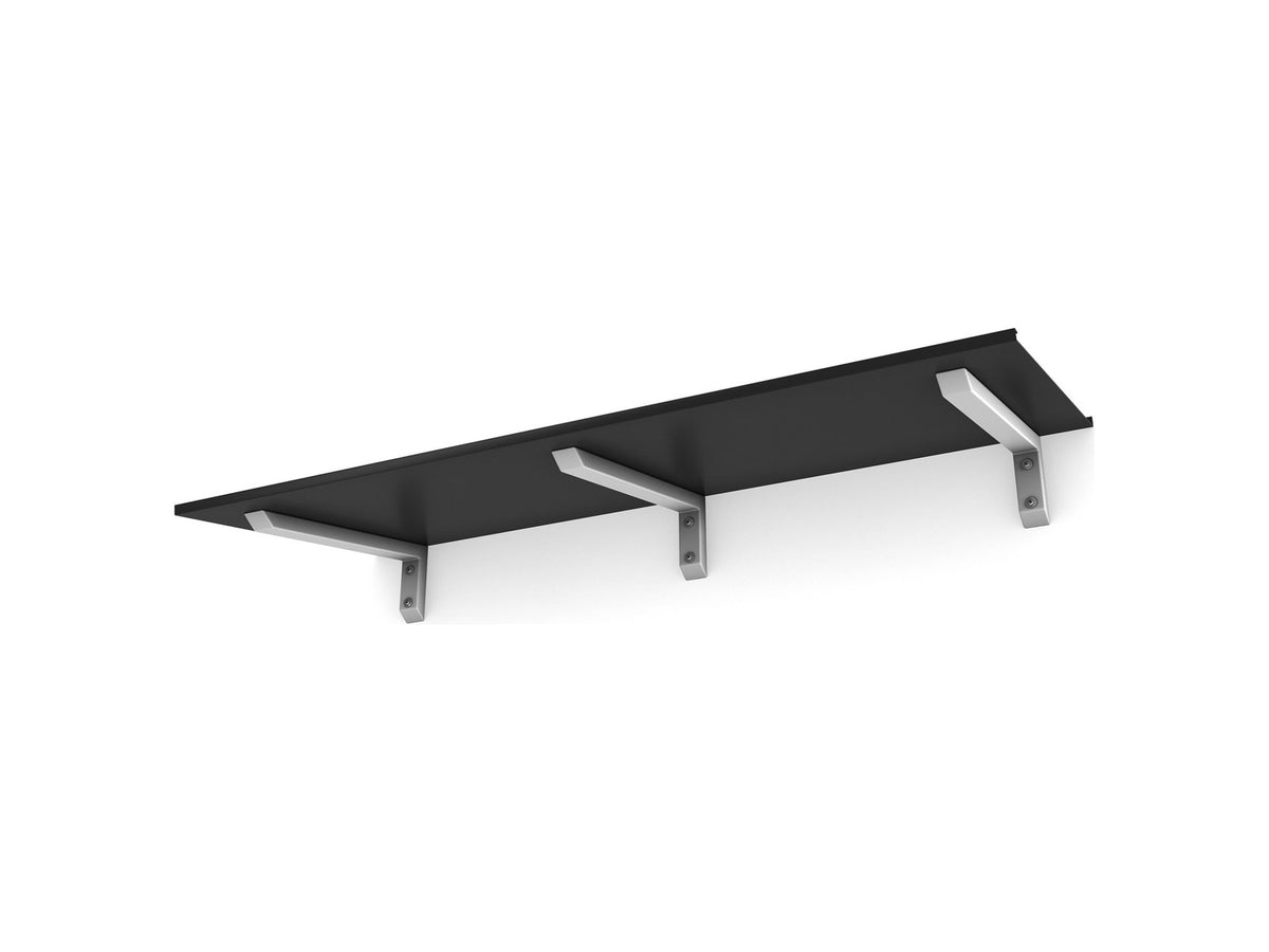Vordach Erlangen 2000 mm von unten, schwarzes Aluminiumdach mit weißen Konsolen #Material Dach_Aluminium Schwarz