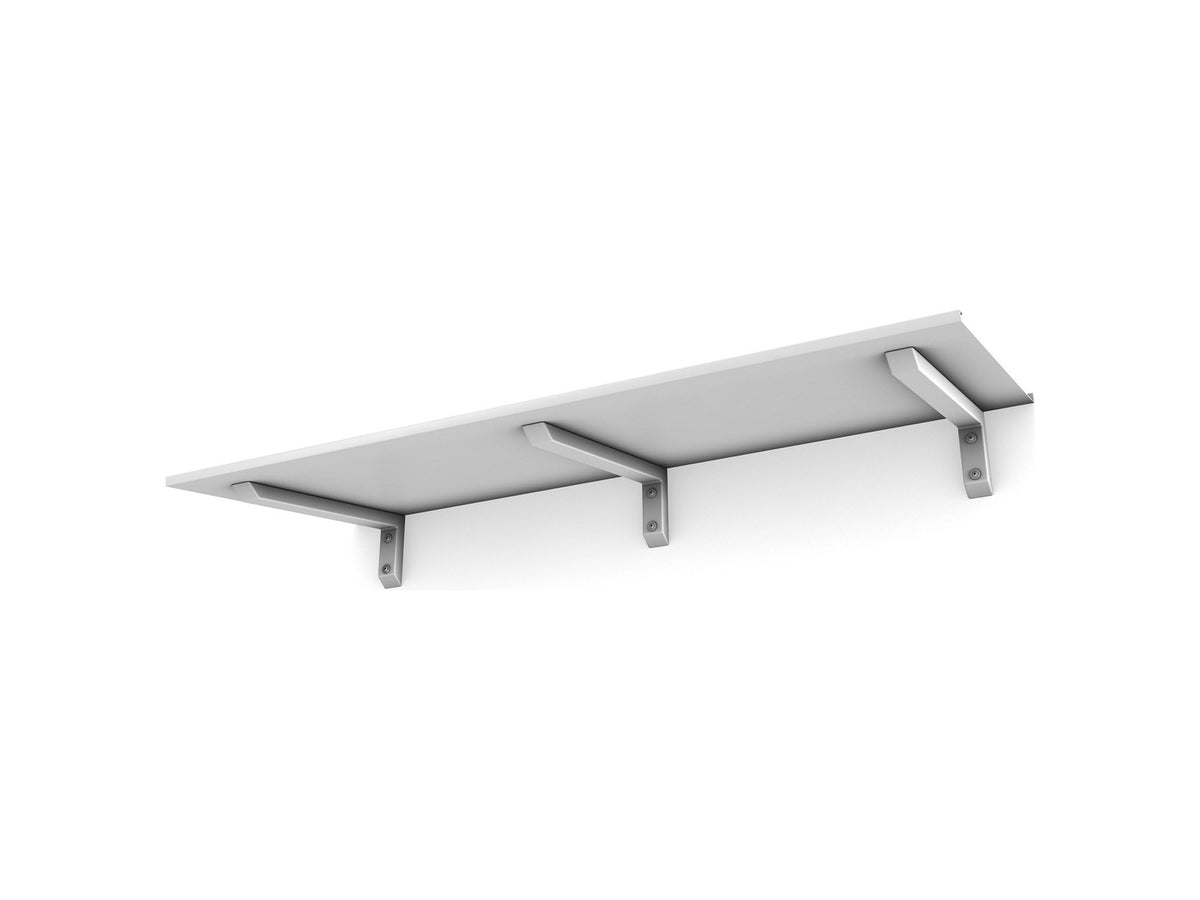Vordach Erlangen 2000 mm von unten, weißes Aluminiumdach mit weißen Konsolen #Material Dach_Aluminium Weiß