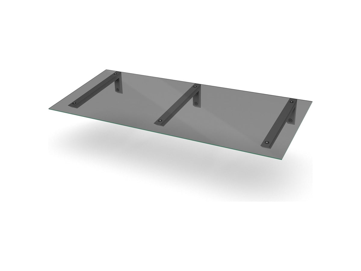 Vordach Erlangen 2000 mm mit weißen Konsolen und getöntem Glas, drei Konsolen #Material Dach_Getöntes Glas
