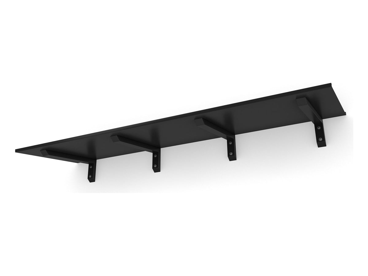Vordach Erlangen 2500 mm von unten, schwarzes Aluminiumdach mit schwarzen Konsolen #Material Dach_Aluminium Schwarz