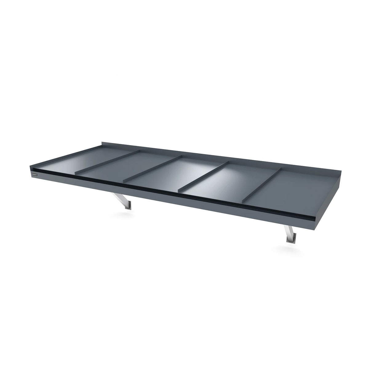 Vordach Landau Konsolen 2430 × 955 mm, Aluminiumdach Graphitgrau RAL 7016