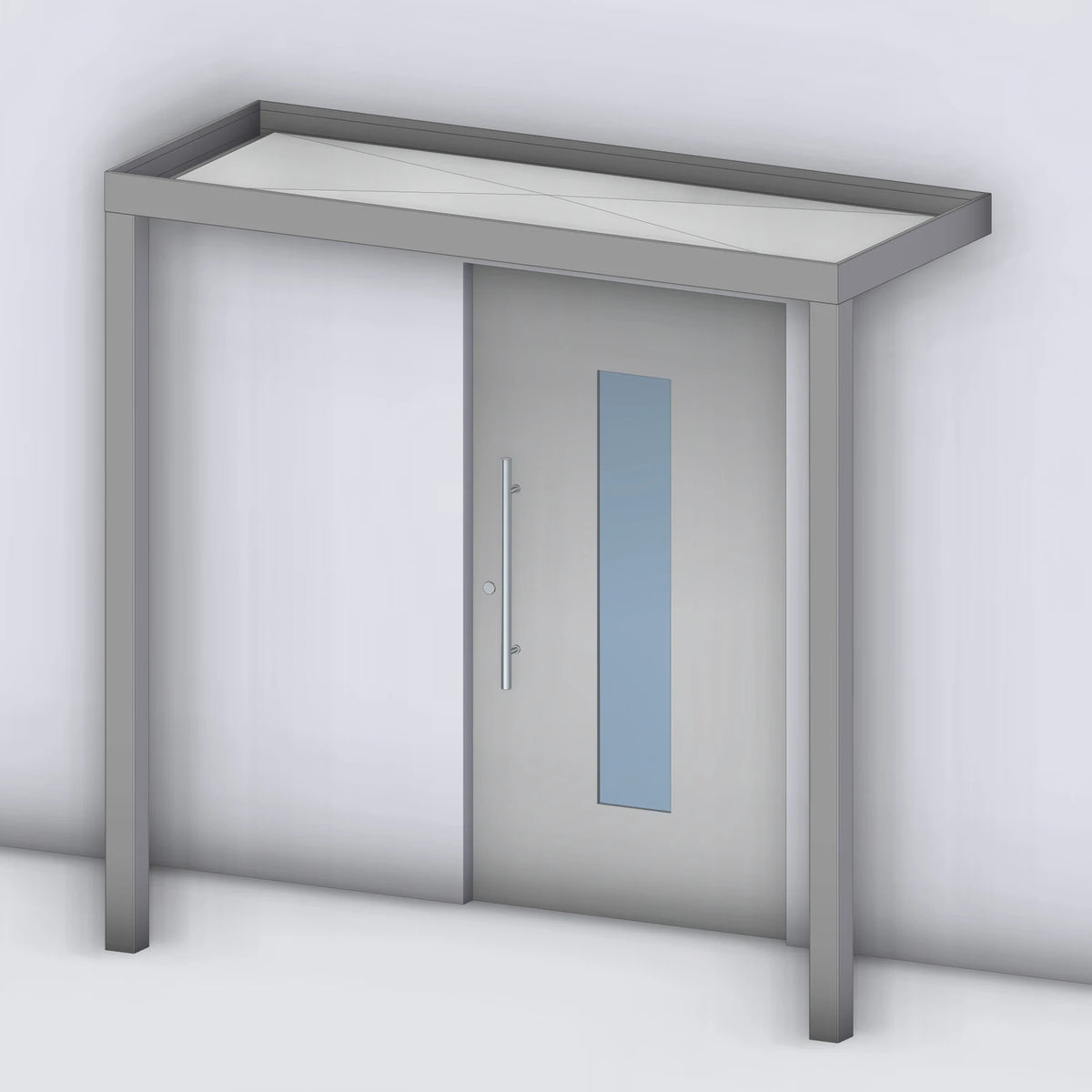 Vordach Platin 125 mit Eckstütze links und rechts, Rendering
