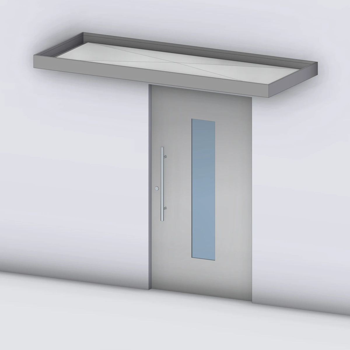 Vordach Platin 125 freitragend ohne Seitenteil, Rendering
