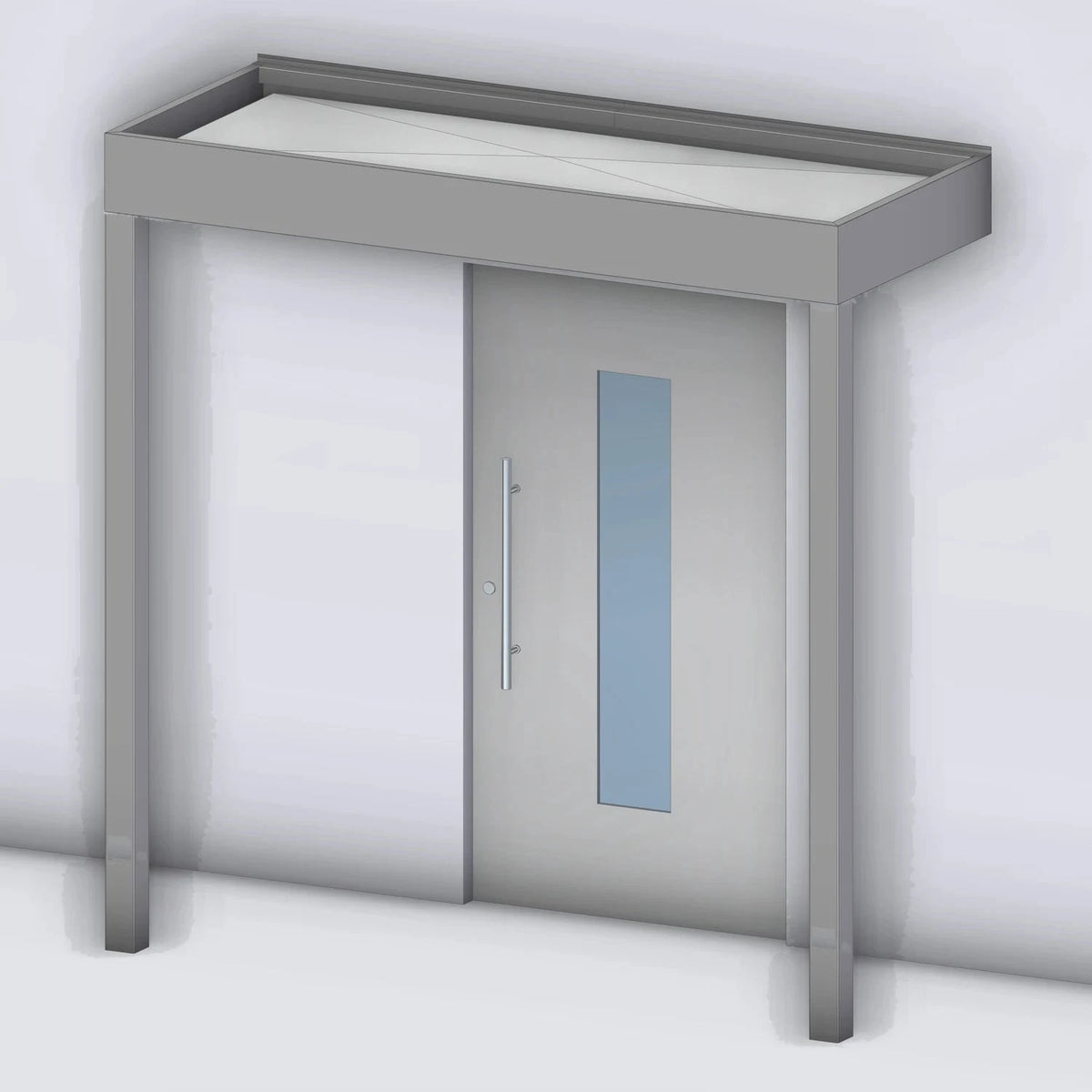 Vordach Tragwerk 245 VSG mit Eckstütze links und rechts, Rendering