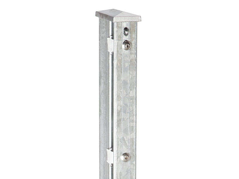 Zaunpfosten Typ XAA feuerverzinkt mit Profilleiste 40/7 mm und Aluminiumkappe