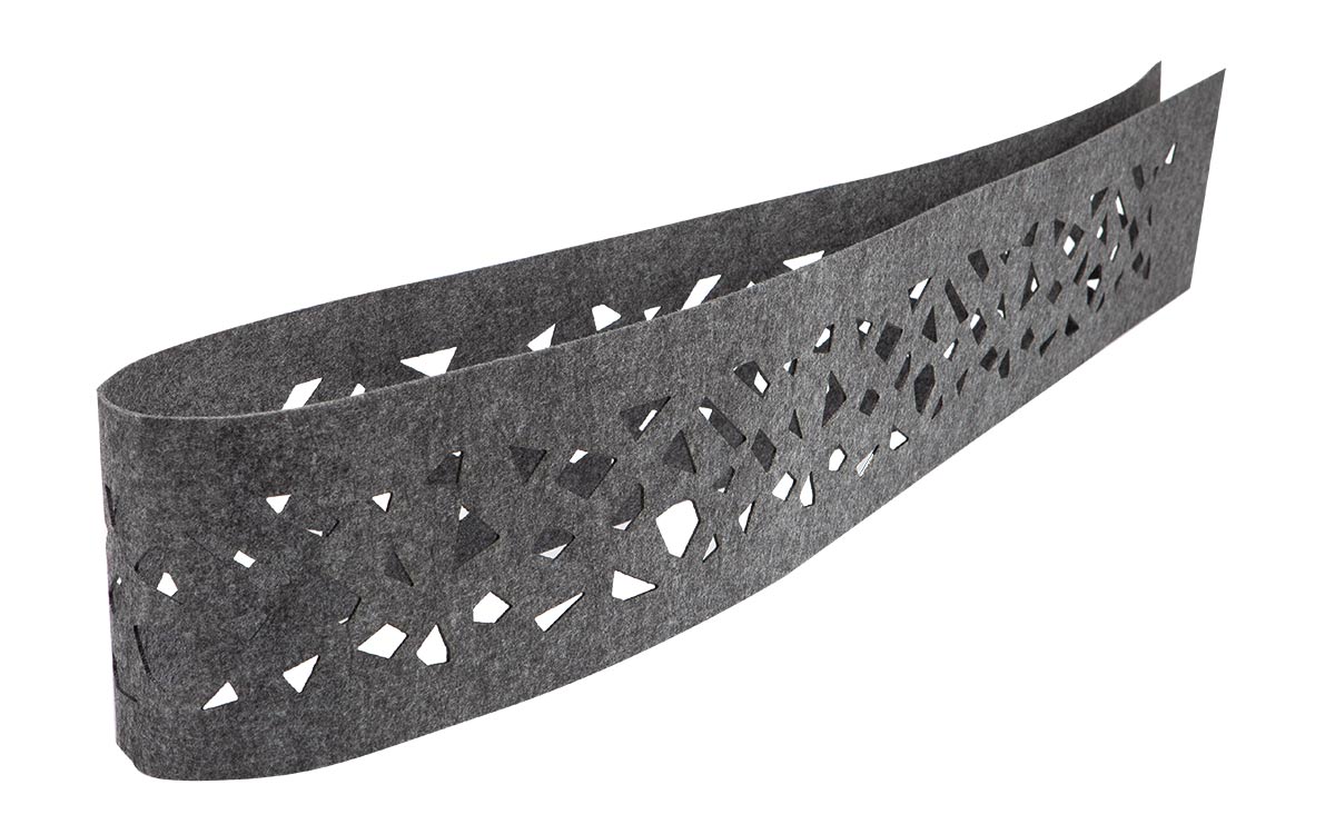 Zierstreifen fleecestripe mit gelasertem Muster Mikado in Graphitgrau